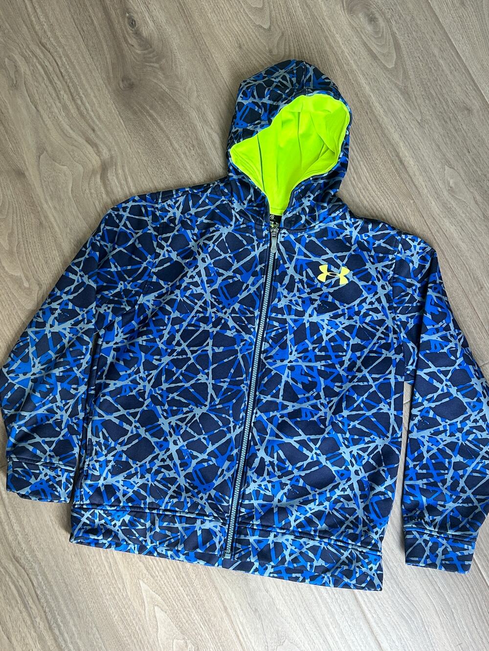 Under Armour Youth Large Loose Fit Full Zip Hoodie, Blue/Gray/Black
